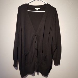 Black Boyfriend Deep-V neck Cardigan Sweater